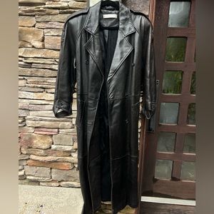 Andrew Marc Vintage Leather Trench Coat with Belt unisex size M
